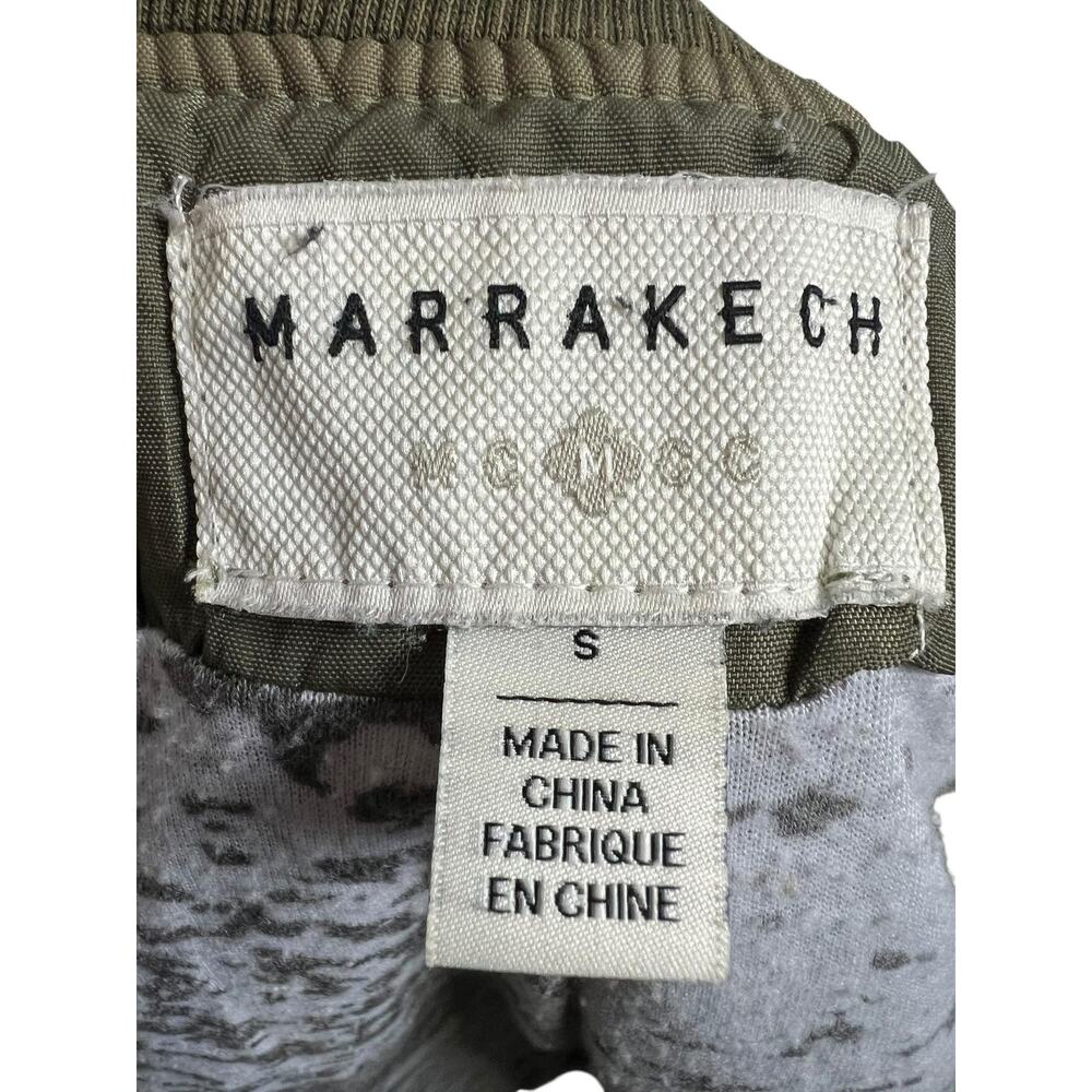 Marrakech Bomber Jacket Womens Small Olive Green Zip Pockets Utility Moto - Picture 5 of 7
